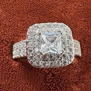 Rhinestone Silver Tone Ring